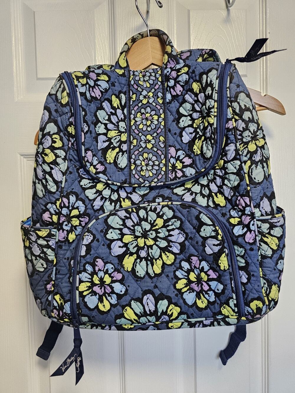 Vera Bradley Blue Floral Backpack Indigo Pop Medium Quilted